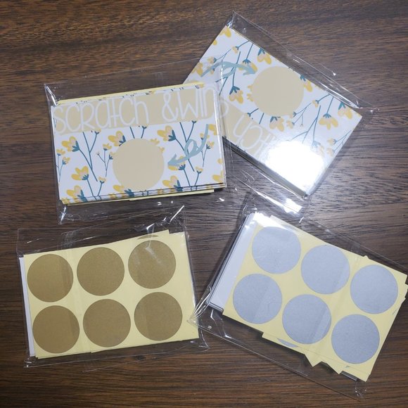 Scratch & Win-Thank You Cards- Party-Shower-Yellow Flowers - 40 Cards - Picture 3 of 8